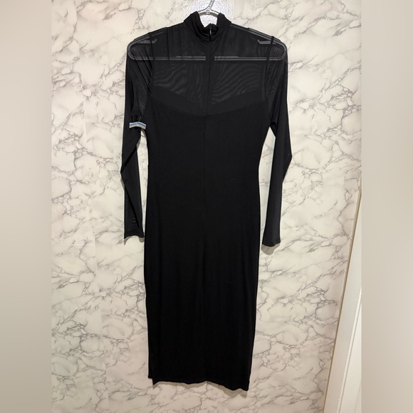 NEW Petal & Pup FARROW LONG SLEEVE MIDI DRESS - Black Sheer Sleeve Midi Dress S - Picture 12 of 13